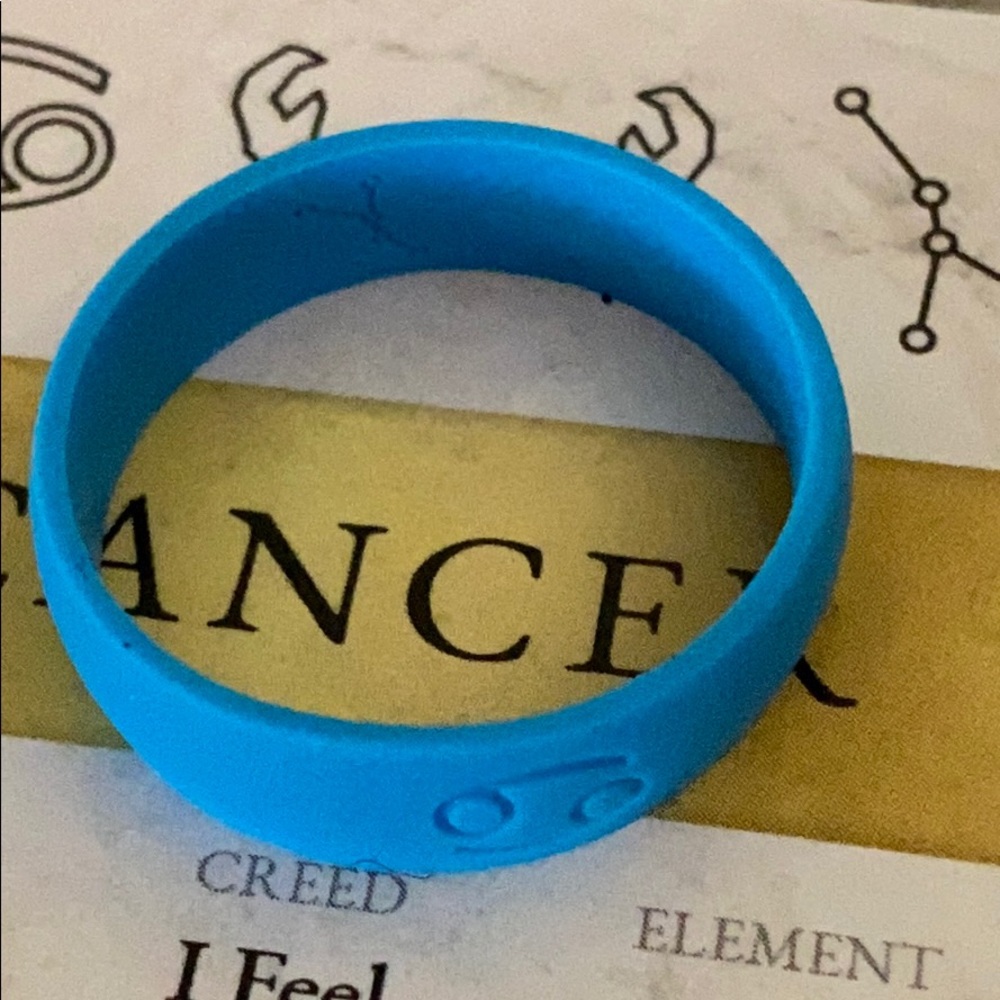 Men’s wedding band Ring silicone size 12 New safety band blue Zodiac Cancer